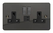 Iridium - Ultraflat - 13 Amp 2 Gang Switched Socket + 2 x USB product image 3