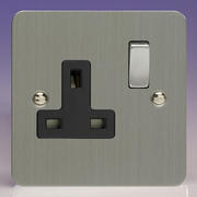 Varilight - Ultraflat Brushed Steel - Black - 13 Amp DP Switched Sockets product image 2