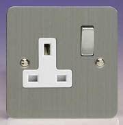 Varilight - Ultraflat Brushed Steel - White - 13 Amp DP Switched Sockets product image 2