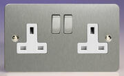 Varilight - Ultraflat Brushed Steel - White - 13 Amp DP Switched Sockets product image