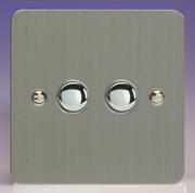 Varilight - Ultraflat Brushed Steel - 6A 1 Way Push to Make Momentary Switches product image 2