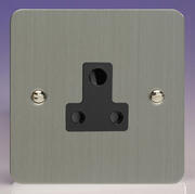Varilight - Ultraflat Brushed Steel - Black - 5 Amp Round 3 Pin Socket product image