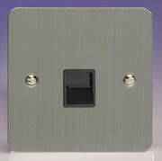 Varilight - Ultraflat Brushed Steel - Black - Telephone Sockets product image