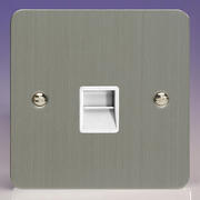 Varilight - Ultraflat Brushed Steel - White - Telephone Sockets product image