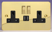 Varilight - Ultraflat Brass - Black - USB Sockets product image 2