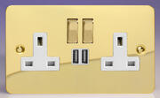 Varilight - Ultraflat Brass - White - USB Sockets product image 2