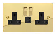 Varilight - Ultraflat Polished Brass - Black - USB Sockets product image 3