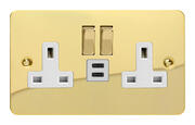 Varilight - Ultraflat Polished Brass - White - USB Sockets product image 3
