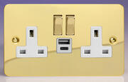 Varilight - Ultraflat Brass - White - USB Sockets product image