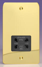 Varilight - Ultraflat Brass  - Black - Dual Voltage Shaver Socket 115/230v product image