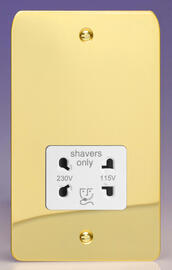 Varilight - Ultraflat Brass  - White - Dual Voltage Shaver Socket 115/230v product image