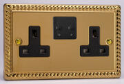 Varilight - 13 Amp 2 Gang Twin - WiFi Switched Socket - Georgian Brass - Black product image