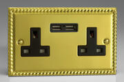 Georgian Brass - USB Sockets with Black Inserts product image 3