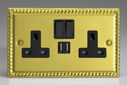 Georgian Brass - USB Sockets with Black Inserts product image