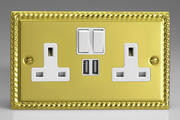 Georgian Brass - USB Sockets with White Inserts product image