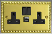 Georgian Brass - USB Sockets with Black Inserts product image 2