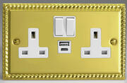 Georgian Brass - USB Sockets with White Inserts product image 2