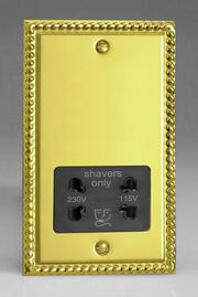Georgian Brass - Dual Voltage Shaver Socket 115/230v - Black Insets product image