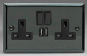Varilight - 13 Amp 2 Gang USB Sockets - Iridium product image
