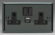 Varilight - 13 Amp 2 Gang USB Sockets - Iridium product image 2