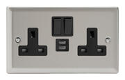 Varilight - Satin - Black - 13 Amp Switched Sockets + 2 x USB product image 3