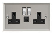 Varilight - Satin - Black/Chrome - 13 Amp Switched Sockets + 2 x USB product image 3