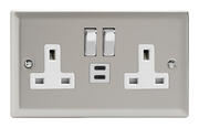 Varilight - Satin - White/Chrome - 13 Amp Switched Sockets + 2 x USB product image 3