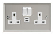 Varilight - Satin - White - 13 Amp 2 Gang Switched Sockets + 2 x USB product image 3