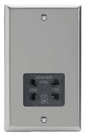 Varilight - Satin - Black - Dual Voltage Shaver Socket product image
