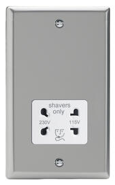 Varilight - Satin - White - Dual Voltage Shaver Socket product image
