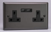 Graphite - 2 Gang 13A Socket + 2 x USB outlets product image 3
