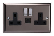 Varilight - Pewter - 2 Gang 13A Switched Socket + 2 x USB outlets product image 3