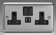 Matt Chrome - 2 Gang 13A Socket + 2 x USB outlets product image