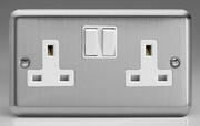 Matt Chrome - Switched Sockets - White Inserts product image