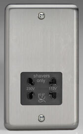 Matt Chrome - Dual Voltage Shaver Socket - Black Insert product image