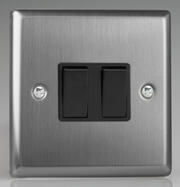 Varilight - Brushed Stainless Steel - Black - Light Switches product image 2