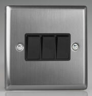 Varilight - Brushed Stainless Steel - Black - Light Switches product image 3