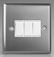 Varilight - Brushed Stainless Steel - White - Light Switches product image 3