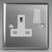 Varilight - Brushed Stainless Steel - White - 13 Amp DP Switched Sockets product image 2