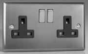 Varilight - Brushed Stainless Steel - Steel/Black - 13 Amp DP Switched Sockets product image