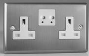 Varilight - 13 Amp 2 Gang Twin WiFi Switched Socket (Tuya/Smartlife) - Brushed Steel - White product image