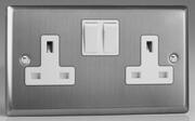 Varilight - Brushed Stainless Steel - White - 13 Amp DP Switched Sockets product image