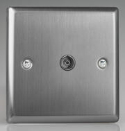 Varilight - Brushed Stainless Steel - White - TV Coaxial Aerial Sockets product image