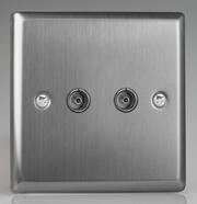 Varilight - Brushed Stainless Steel - White - TV Coaxial Aerial Sockets product image 2