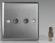 Varilight - Brushed Steel - Black - TV Coaxial Aerial Sockets product image 3