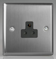 Varilight - Brushed Stainless Steel - Black - 3 Pin Sockets product image