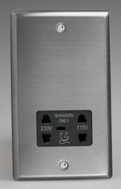 Varilight - Brushed Stainless Steel - Black - Dual Voltage Shaver Socket 115/230v product image