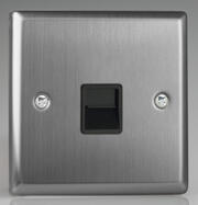 Varilight - Brushed Steel - Black - Telephone Sockets product image