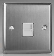 Varilight - Brushed Stainless Steel - White - Telephone Sockets product image