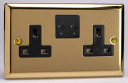 Varilight - 13 Amp 2 Gang Twin - WiFi Switched Socket - Victorian Brass - Black product image